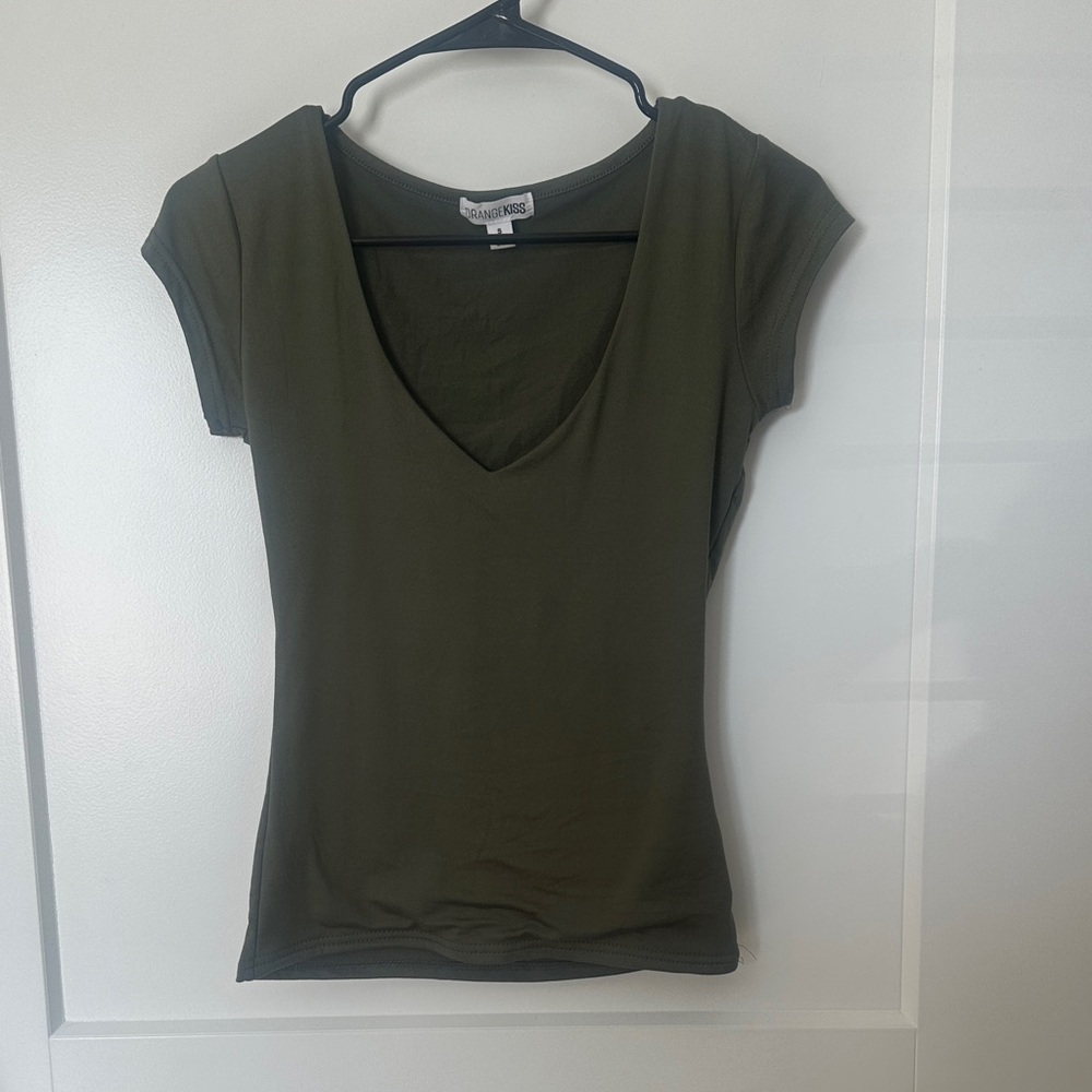 Dark Green V-Neck Tee